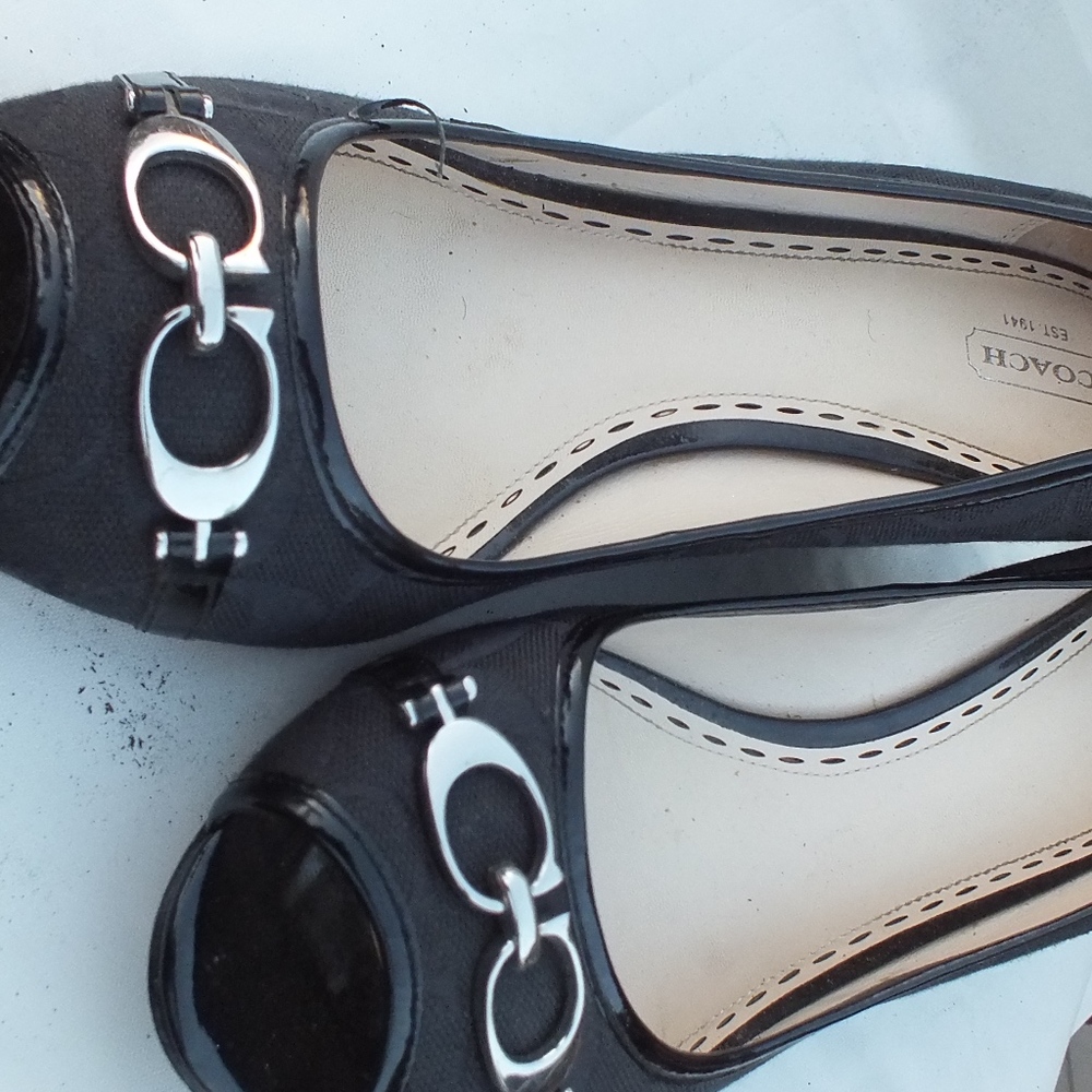Coach Genuine Leather Open-Toed Wedges